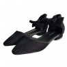 Pantofi negri pentru dama, material textil sclipicios